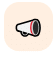 Megaphone icon representing announcements on a pale peach background.