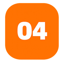 Orange rounded-square badge with the white number 04, indicating step 4.